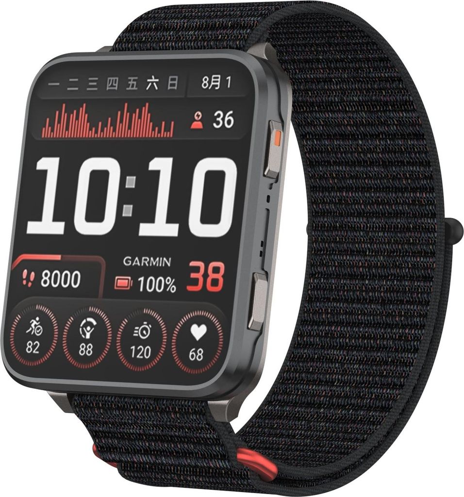 Strap-it Nylonband 24mm mit Klettverschluss - passend für das große Garmin Venu X1 (schwarz)