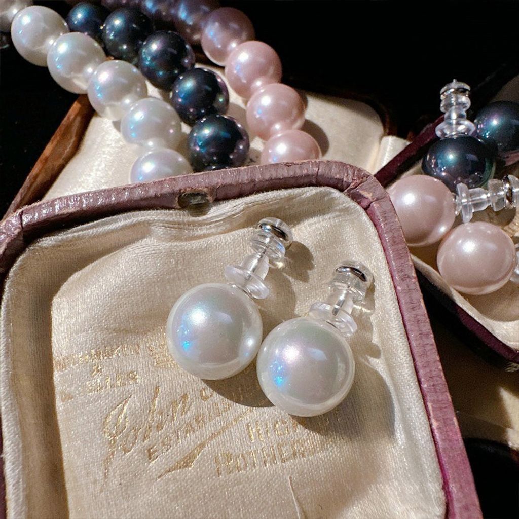 360Home Perlen Schmuck Halskette Ohrstecker Weiß B-Ohrstecker