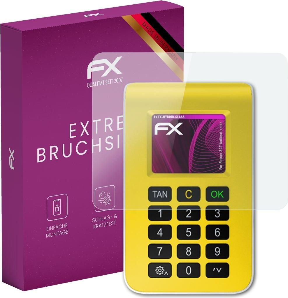 atFoliX FX-Hybrid-Glass Displayfolie kompatibel mit Reiner SCT Authenticator Glasfolie
