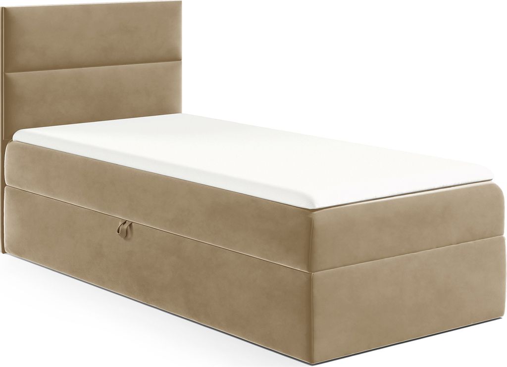 MEBLINI Kinderbett mit Bettkasten - Gepolstert Einzelbett mit Matratze - Polsterbett mit Stauraum - Bett mit Kopfteil - Stauraumbett - MINO 1 - 90x...