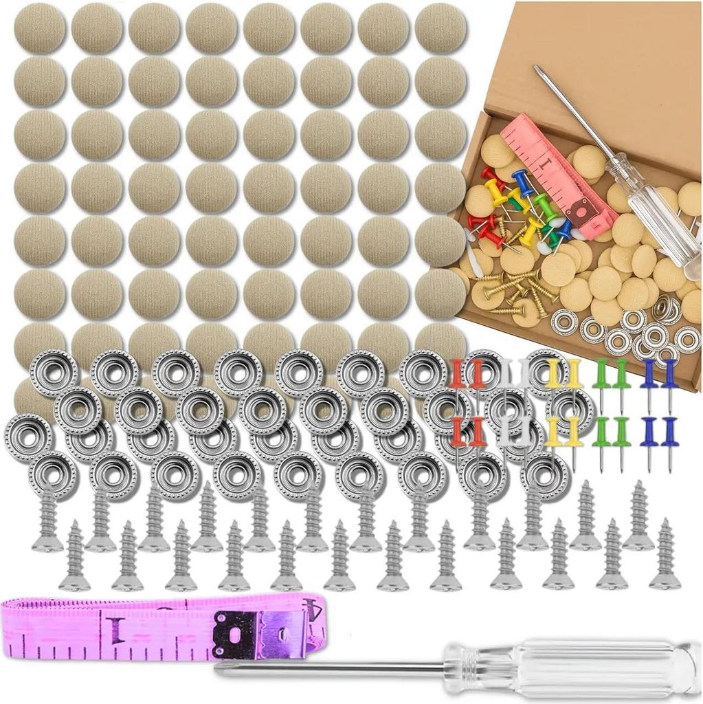 EDIBAZZAR | Autohimmel-Reparaturset 70-teilig Beige Nieten