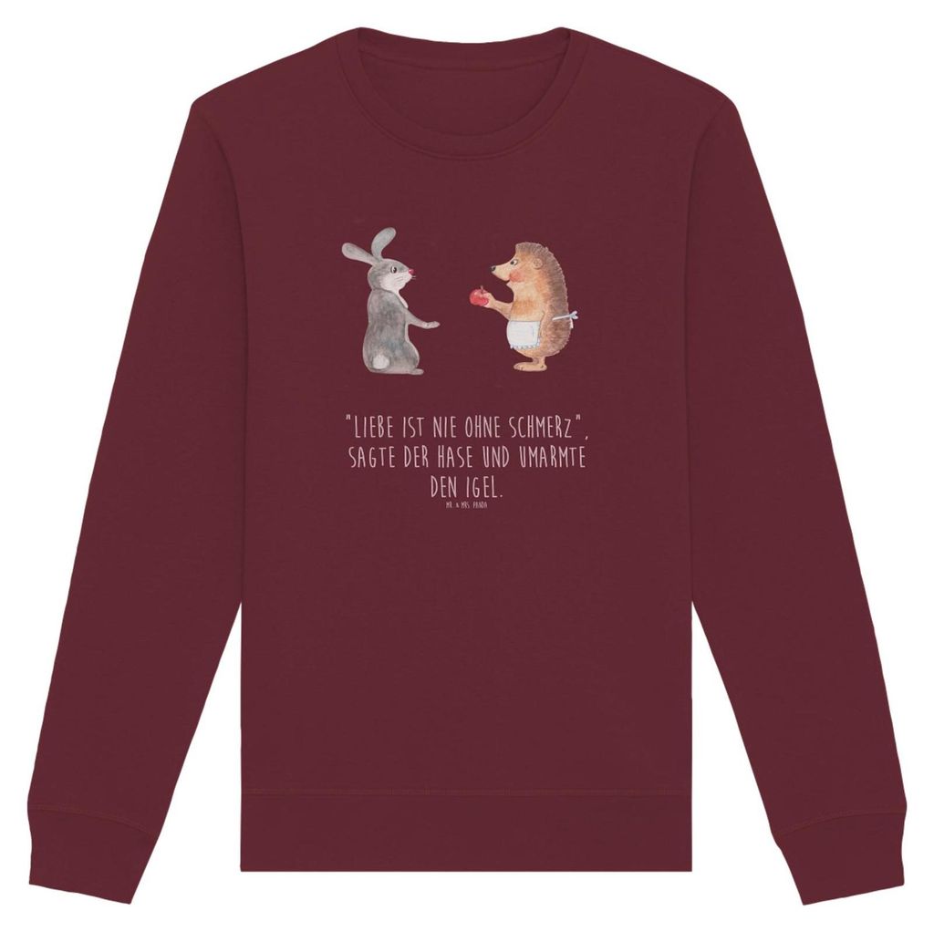 Mr. & Mrs. Panda Rundhals Pullover Hase Igel Größe XS - Burgundy - Geschenk, Baumwoll, und, Lustige Sprüche, Sweater, Sweatshirt, Herzschmerz, P...