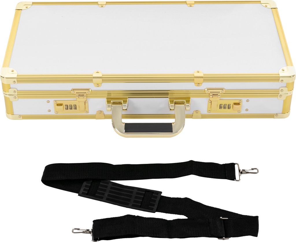 Friseur Werkzeugkoffer Friseurtasche Barbier-Tragekoffer 55*27*11cm (Weiß&Gold)