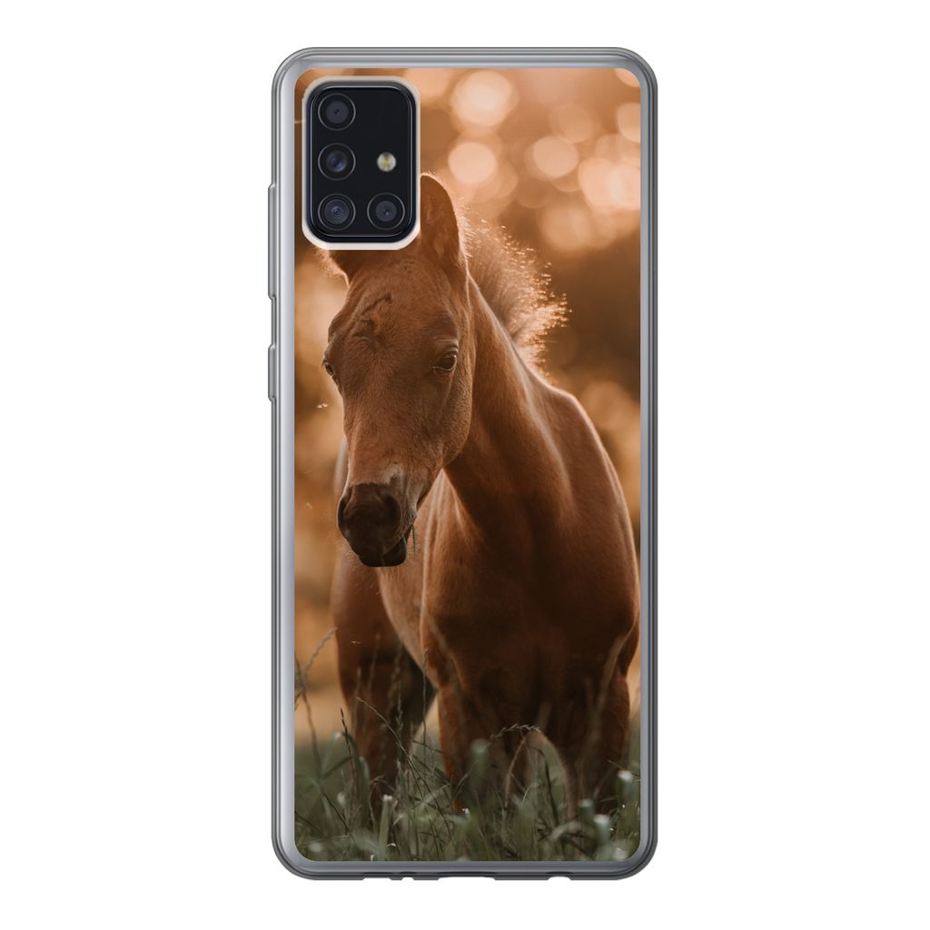 MuchoWow Handyhülle Schutzhülle Hülle für Samsung Galaxy A52 5G Pferd - Licht - Landschaft Silikon Softcase Handy Hülle - Umschlag