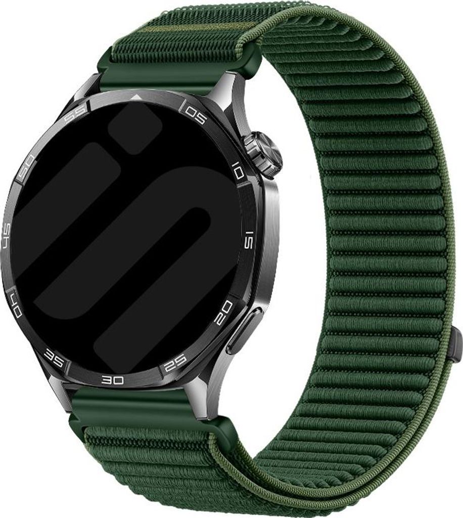 Nylon-Wave-Armband für Smartwatch/Uhr 20 mm (Donkergrün) – Strap-It Ersatz Armband mit Klettverschluss, atmungsaktiv & kompatibel mit Samsung G...