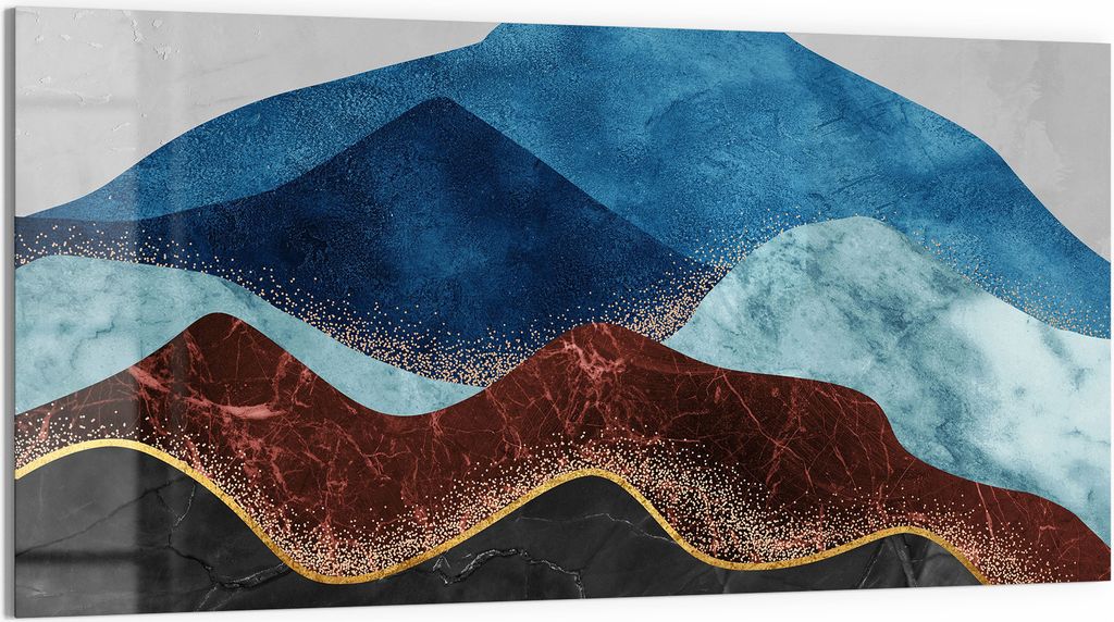 DEQORI Glasbild Acryl 100x50 cm 'Abstrakter Gipfelglanz' Wandbild Bild modern Deko