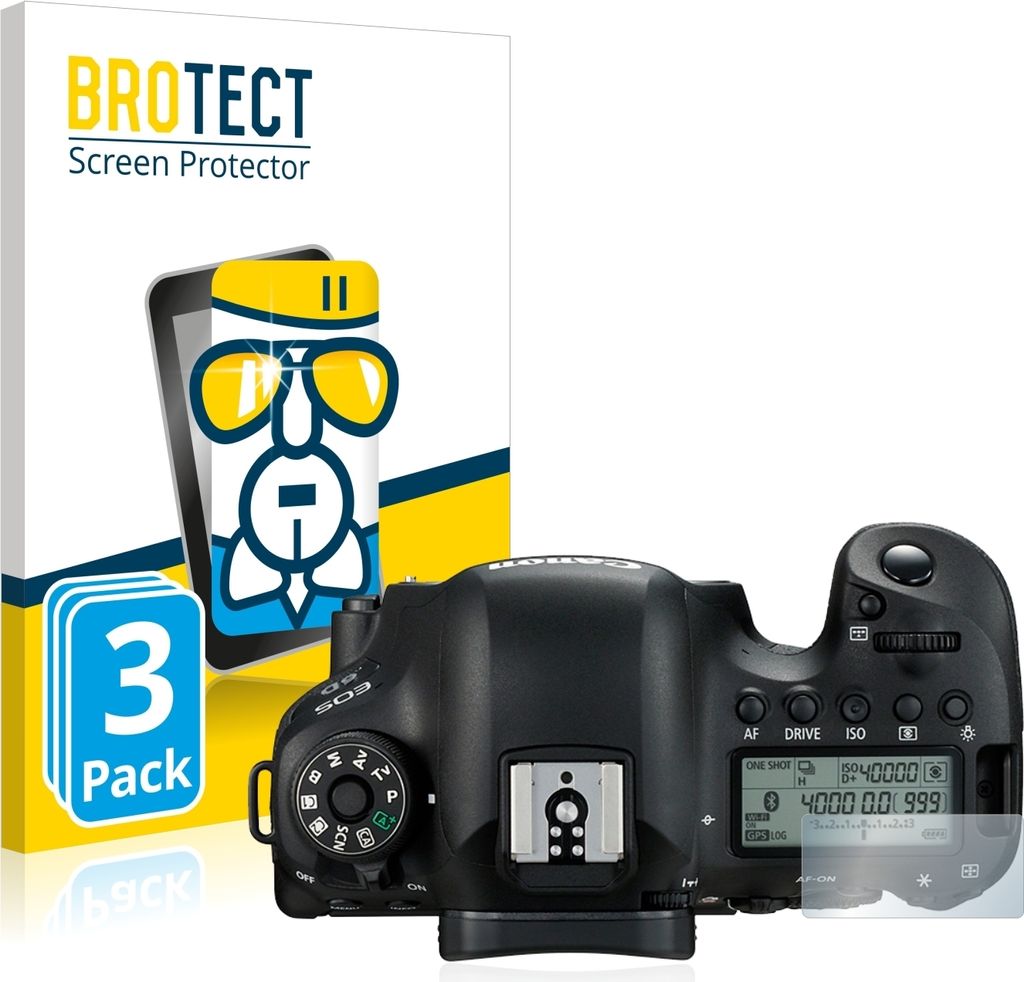 3x BROTECT Schutzglas für Canon EOS 6D (Schulterdisplay) Schutzfolie Panzer Folie Glas Display Schutz klar