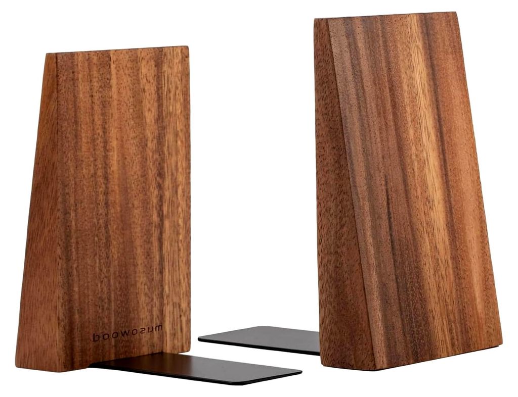 Buchstützen aus Holz für Regale - Dekorative Buchhalter (Akazien, 1 Paar)