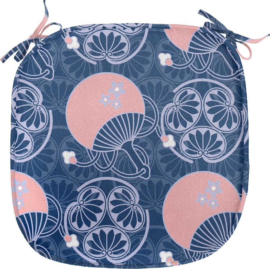 ABAKUHAUS japanisch Polster für Esszimmerstühle, Asiatische Kunstmotive, Dekoratives wasserfestes Kissen mit Riemen für Küchensitze, 40 cm x 40...