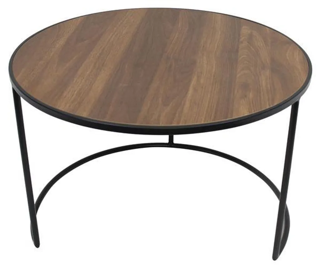 Table d'appoint bois et métal noir Ø 57 cm style industriel chic - 5