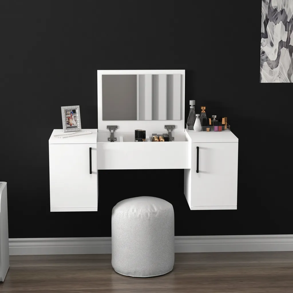 Coiffeuse en bois mélaminé blanc Mercan de Skye Decor 100 x 74 cm