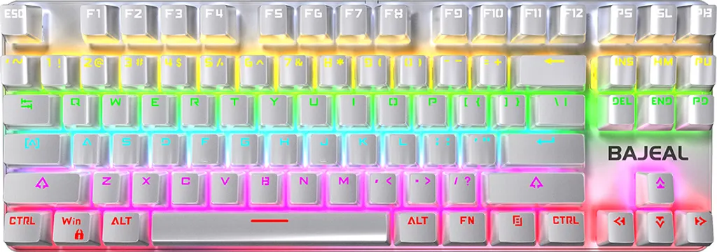 Clavier mécanique ergonomique anti-fatigue RGB blanc BAJEAL K200 87T