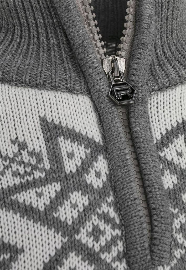 Red Bridge Herren Strickpullover Norweger Pullover Slim-Fit Stehkragen Big Star Grau M