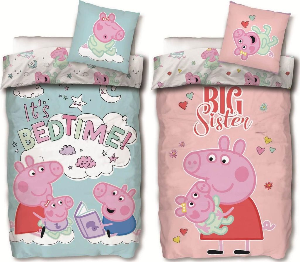 Peppa Wutz - 2 x Bettwäsche-Set Doppelpack, 135x200 & 80x80, Peppa Pig