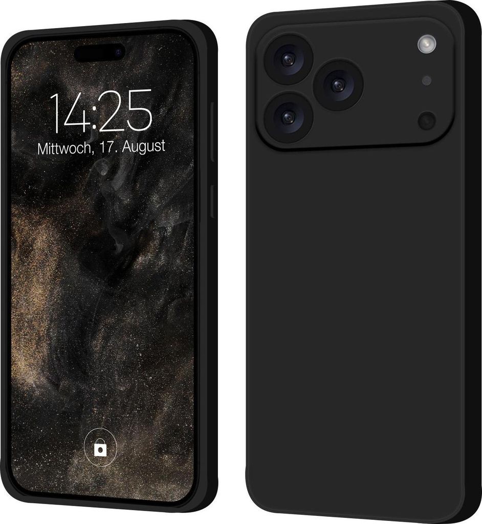 Hülle für Apple iPhone 17 Pro Case Cover Bumper Silikon Softgrip Schutzhülle Farbe: Schwarz
