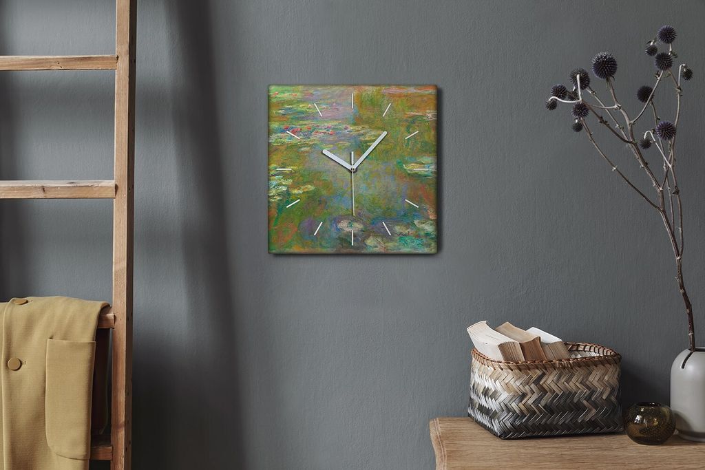 Coloray Hodiny Unikátní 30x30 cm Tiché hodiny Pro obývací pokoj a kuchyň Nástěnné hodiny Plátno Bílé ručičky hodin - Monetové vodn...