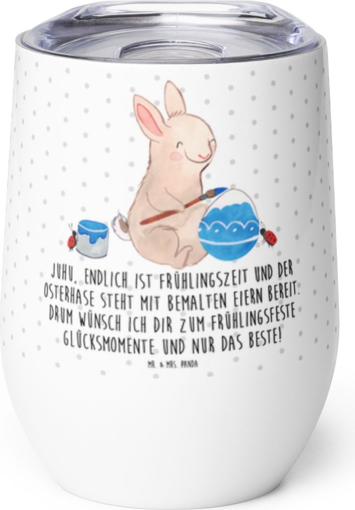 Mr. & Mrs. Panda thermosbecher Hase Marienkäfer - Weiß - Geschenk, Edelstahlbecher, kaffee tasse, Osterhase, Frühling, Thermobecher, Thermo Bech...