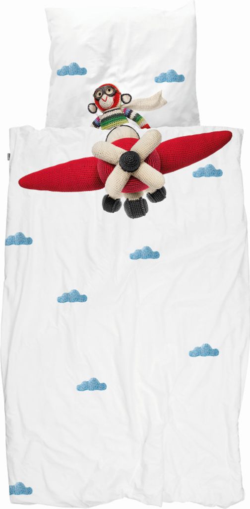 Snurk Baumwollbettwäsche Airplane Monkey 135x200cm 80x80cm