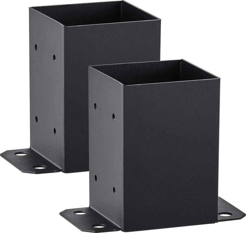 4x4 Post Base 2 Pcs, Inner Size 3.6"x3.6" Post Base Brackets, Heavy Duty Powder-Coated Post Anchor Matte Black Wood Post Brackets for Pavilion Deck...