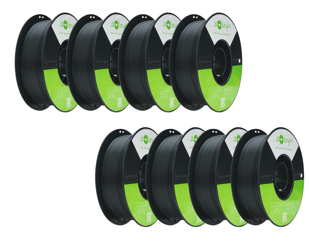 Creality Soleyin Ultra PLA Filament, 1.75mm, 8KG für 3D Drucker, 8 x 1kg- Mattschwarz - 3301010513