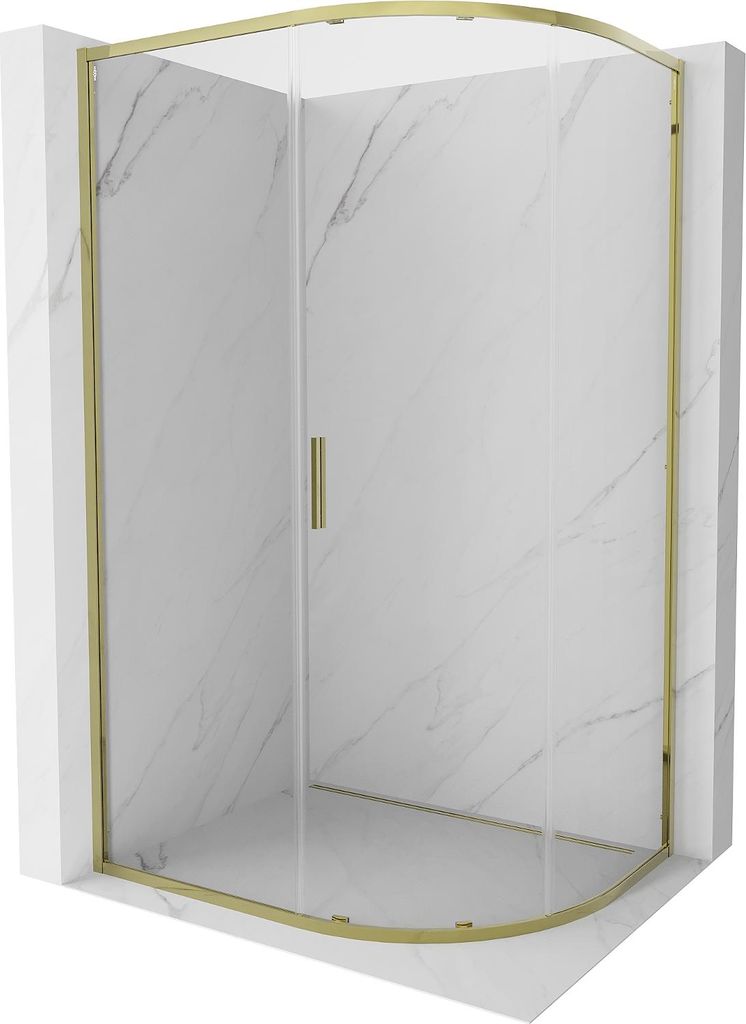 Mexen Exo Halbkreis-Duschkabine Schiebetür 100 x 80 cm, transparent, gold - 8131-100-080-50-00
