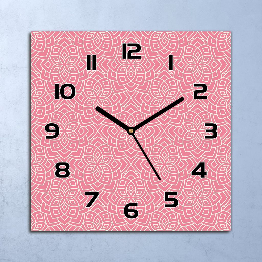 Wanduhr Echt-Glas-Küchenuhr Geometrisches Rosa Quarz 30x30 Deko Bilder