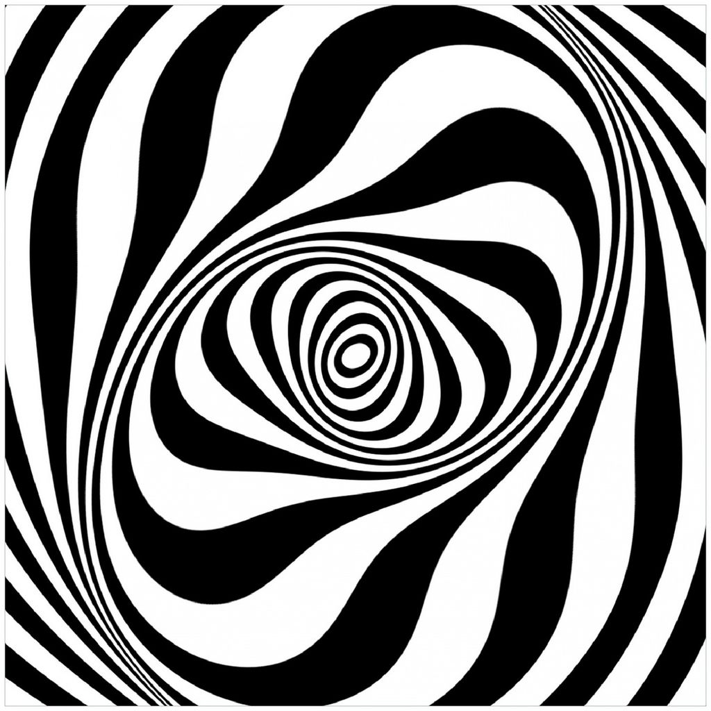 Wallario Memoboard Magnettafel aus Glas, Größe 50 x 50 cm, Motiv Optische Täuschung - Zebra Muster - schwarz weiß