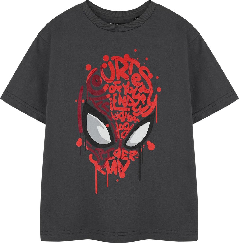 Marvel Comics - "Friendly Neighbourhood" T-Shirt für Jungen kurzärmlig NS8787 (104) (Holzkohle)