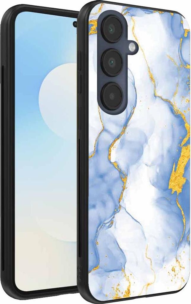 Geeignet für Samsung Galaxy S25 FE Phone Case mit Hellblau Gold Marmor Print - TPU Backcover Case Hellblau Gold Marmor Design - Smartphonica