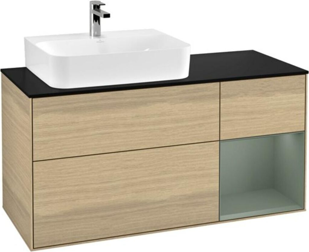 V&B Waschtischunterschrank Wandbeleuchtung Finion 120cm, Pl b m, Reg li Oli. m Lac, Oa ven