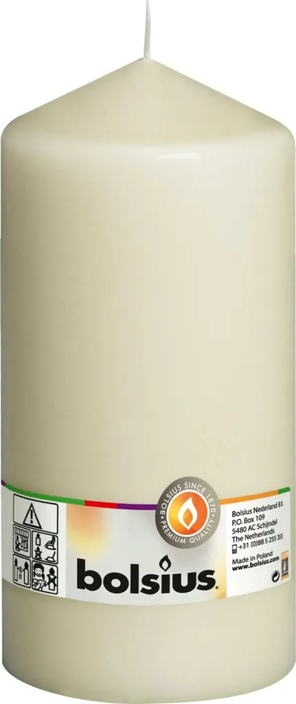 Bougie Pilier Ivoire Cylindrique Bolsius - Grand Format pour Décoration