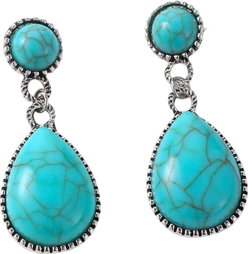 Böhmische Retro-Türkis-Tropfen-Anhänger-Ohrringe für Frauen, geometrische baumelnde Ohrringe, nationaler Stil, Anhänger, Schmuck, Geschenke