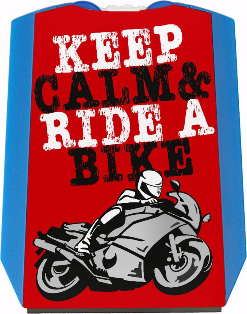 Keep calm & ride a bike Parkscheibe mit Motorrad Motiv in rot