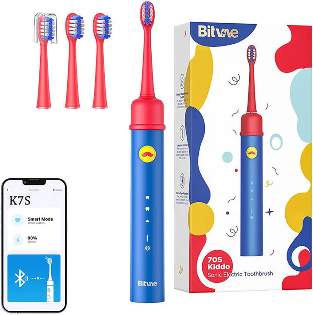 Bitvae BVK7S Brosse à dents sonique bleue : stop aux caries de l'enfant
