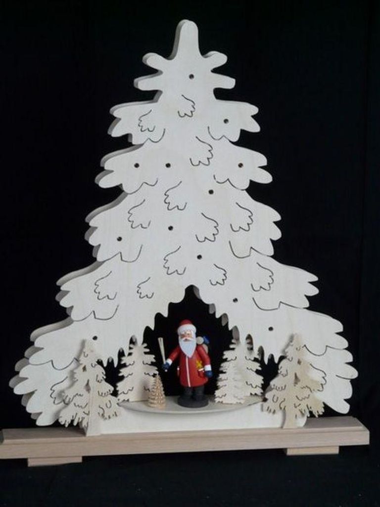 Schwibbogen Tanne mit Weihnachtsmann und Beleuchtung BxHxT 36x43x7cm NEU
