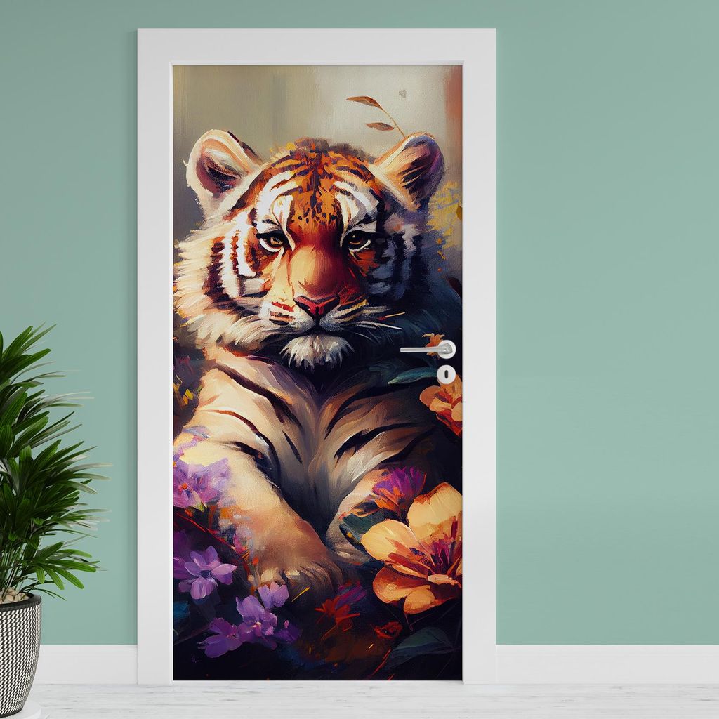 Türfolie "Tiger" 90x200cm Türposter Deko Aufkleber Folie Tapete TF04-16