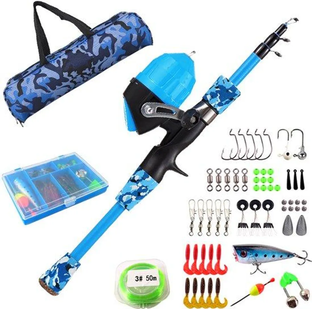 Kit de pêche complet pour enfant 1,2m - Idéal vacances et initiation