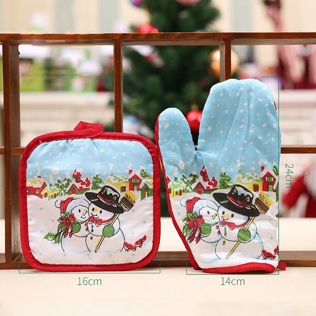 2 Teile/satz Weihnachten Schneemann Mikrowelle Ofen Handschuh Isolierung Matte Küche Nachbildung