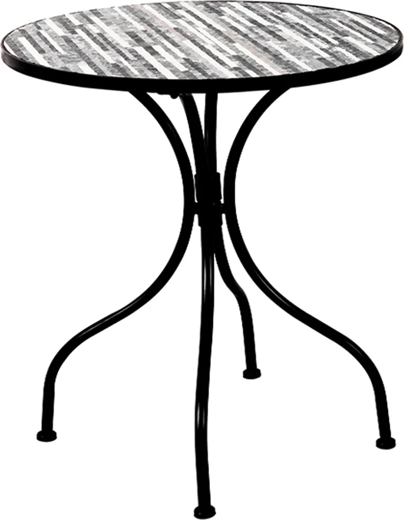 Table de jardin mosaïque ronde Ø60cm aspect pierre pour balcon et terrasse