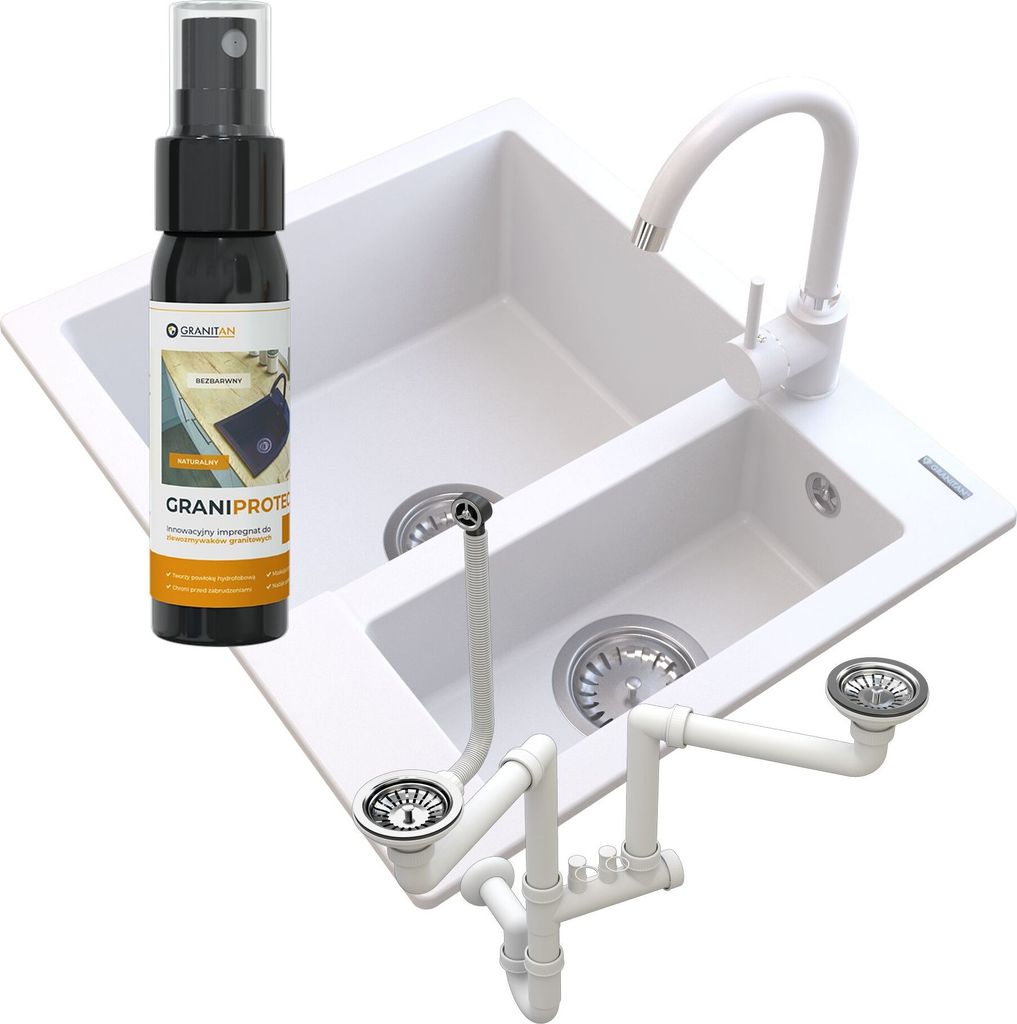 Granitan | Granitspüle 1,5 Kammern - Schwarz - inklusive BETA Küchenarmatur - modern und funktional