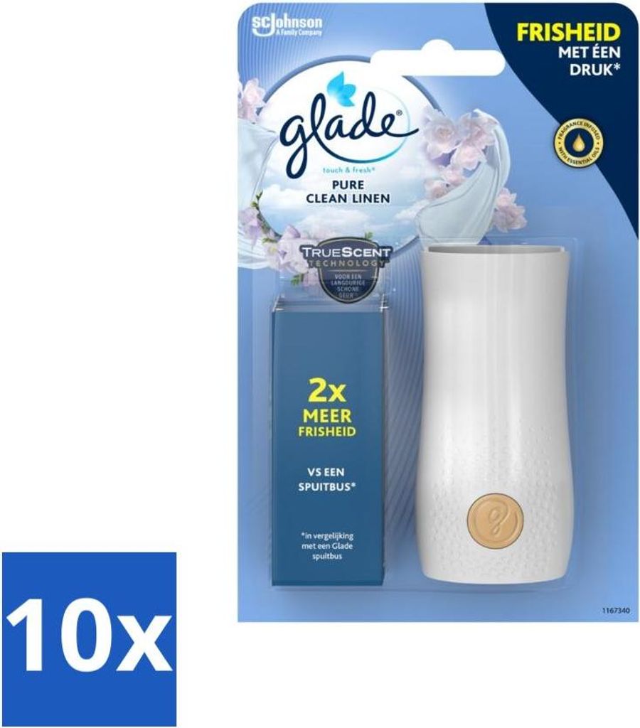 Glade - Holder Touch & Fresh - Reines sauberes Leinen - 10 ml - Vorteilspack - 10 Stücke