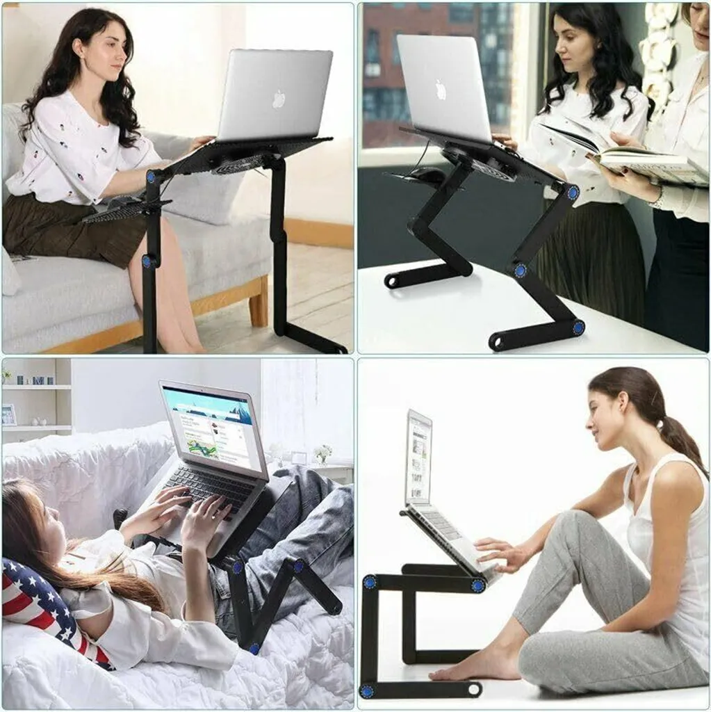 Table d'ordinateur portable pour le lit pliable et orientable noire - 6
