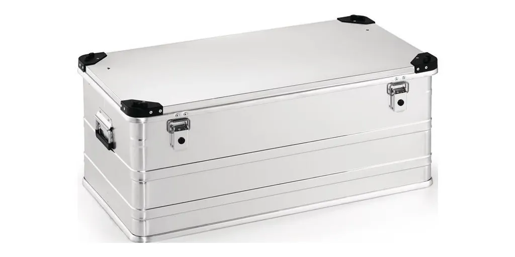 Caisse alu 140l avec fermeture clapet et coins de gerbage renforcés