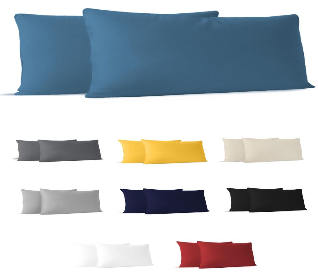 Kissenbezug, 40 x 145 cm (2 Stück), 100 % Baumwolle, Jersey, 150 g/m², blau, Kissenbezug 40 x 145 cm, Baumwolle, nachhaltig, hypoallergen, für K...