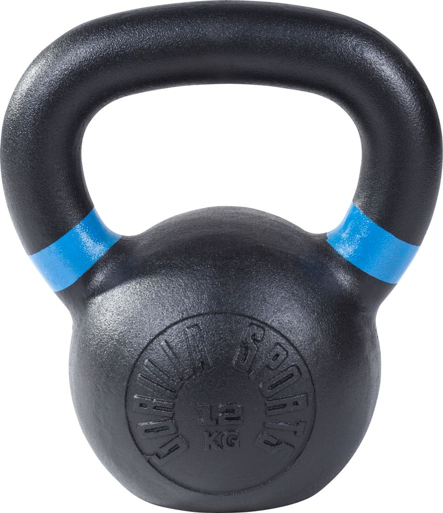 GORILLA SPORTS Kettlebell - 12kg Gewichte, Gusseisen, Schwarz mit Farbmarkierungen - Kugelhantel, Kugelgewicht, Schwunghantel, Krafttraining Gewi...
