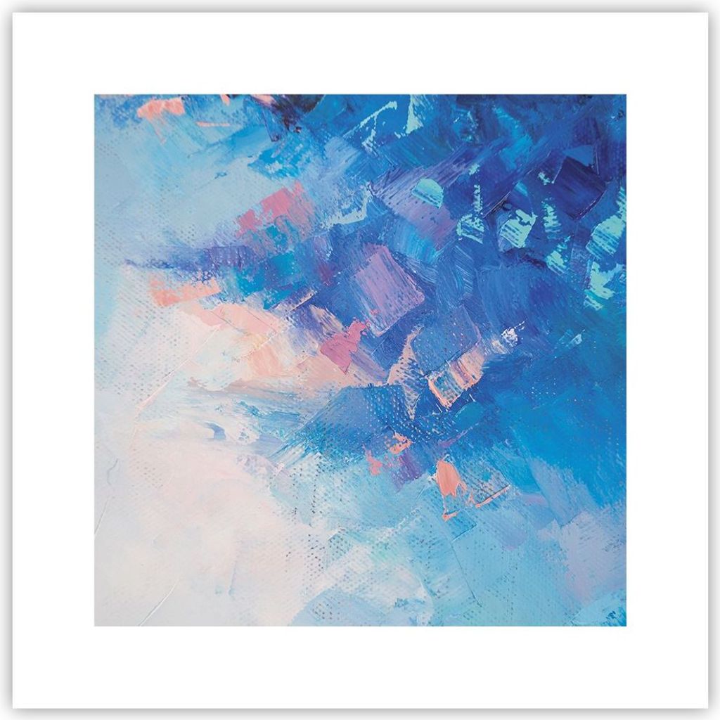 Poster - Poster ohne Rahmen - Abstraktion blau gemalt - 30x30 cm - Wand Bild - Wanddeko - Wandbilder - Kunstposter - Wandposter - Bilder - Kunstdru...