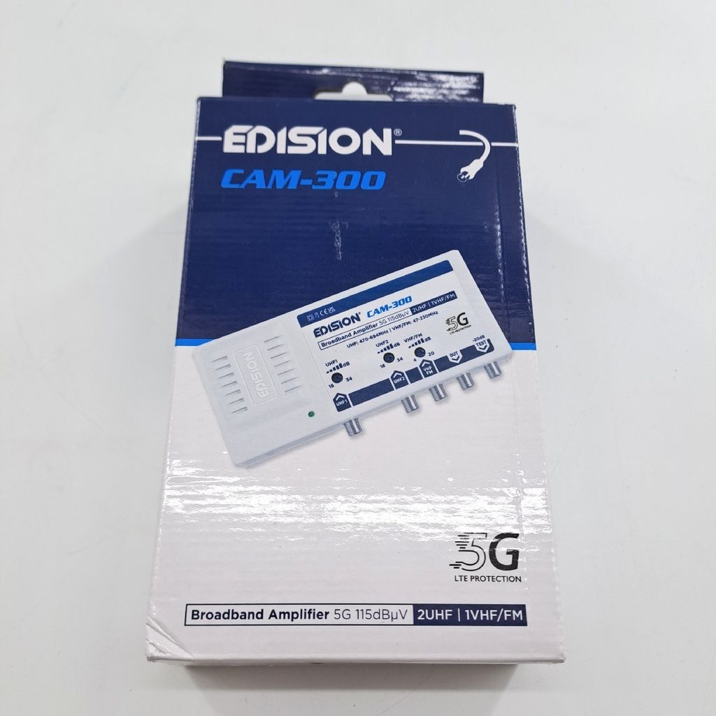 Edision CAM 300 Verstärker Zentrale TV Antenne Breitband 2UHF 1VHFFM 18 34db Energieeffizient