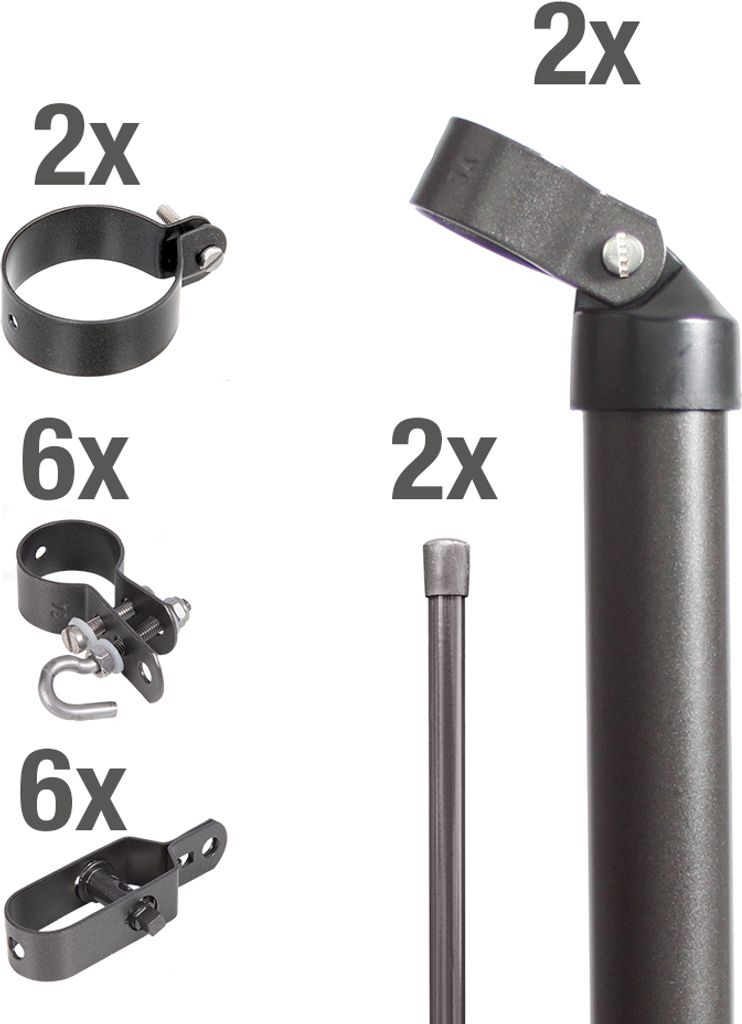 Alberts Zauneck-Set für Mahschendrahtzaun mit Bodenhülsen, Höhe 80 cm, anthrazit-metallic