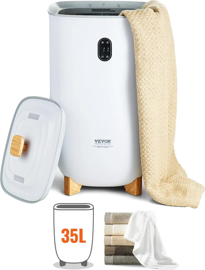 Sèche-serviettes Électrique Seau 35L Blanc - Chauffage Rapide et Homogène
