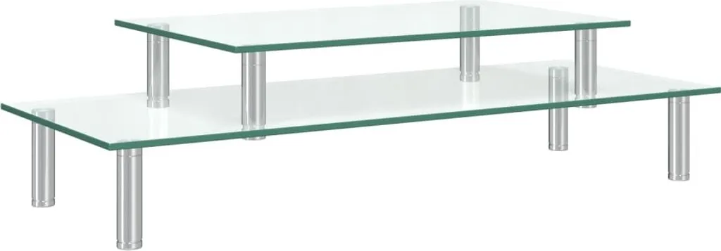 vidaXL Support d'écran 2 niveaux en verre trempé transparent robuste